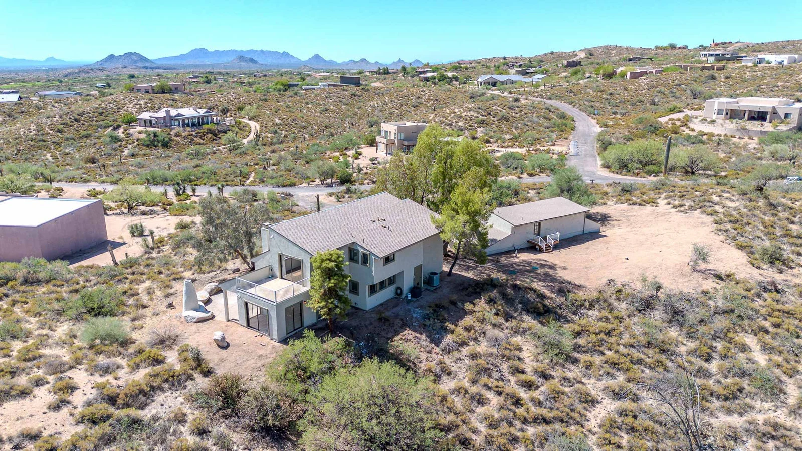 Aerial drone desert house landscape real estate photography Cave Creek AZ | The Listing Bees
