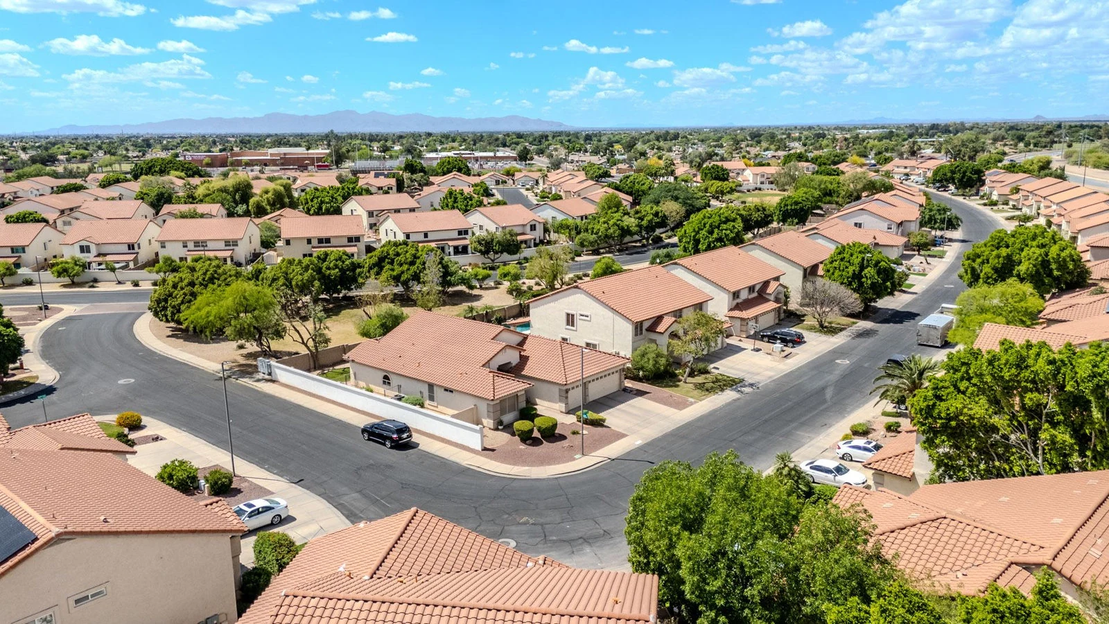 Aerial view Glendale residential neighborhood real estate photography Glendale AZ | The Listing Bees