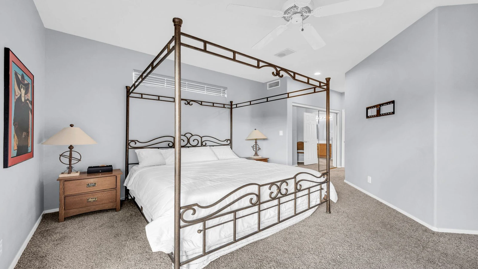 Bedroom four-poster dark bed real estate photography Ahwatukee AZ | The Listing Bees