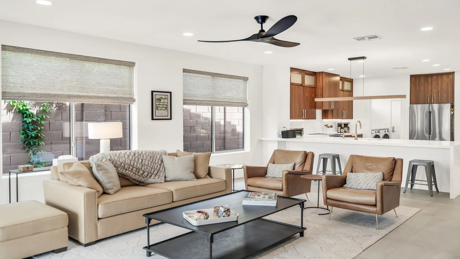 Contemporary living room open to kitchen real estate photography Anthem AZ | The Listing Bees