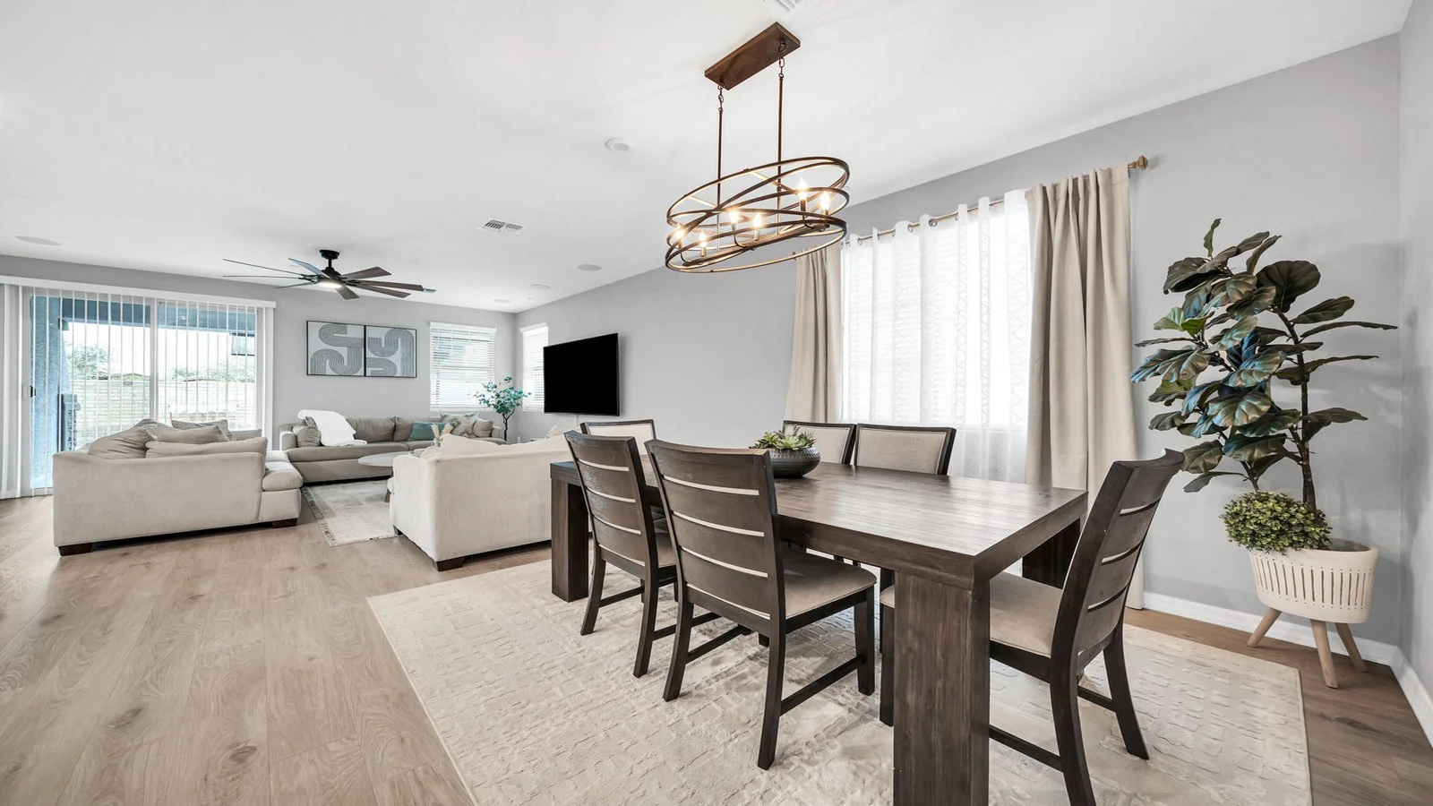 Contemporary open-plan living dining area real estate photography Peoria AZ | The Listing Bees