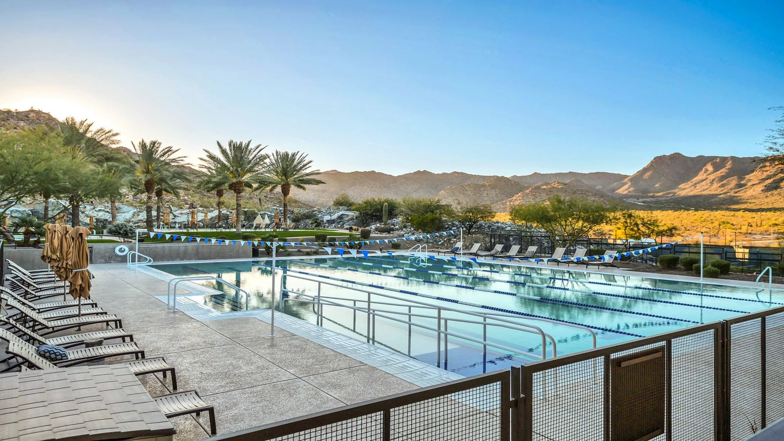 Resort-style pool with desert mountain views, photographed for a Desert Mountain listing in Scottsdale, AZ
