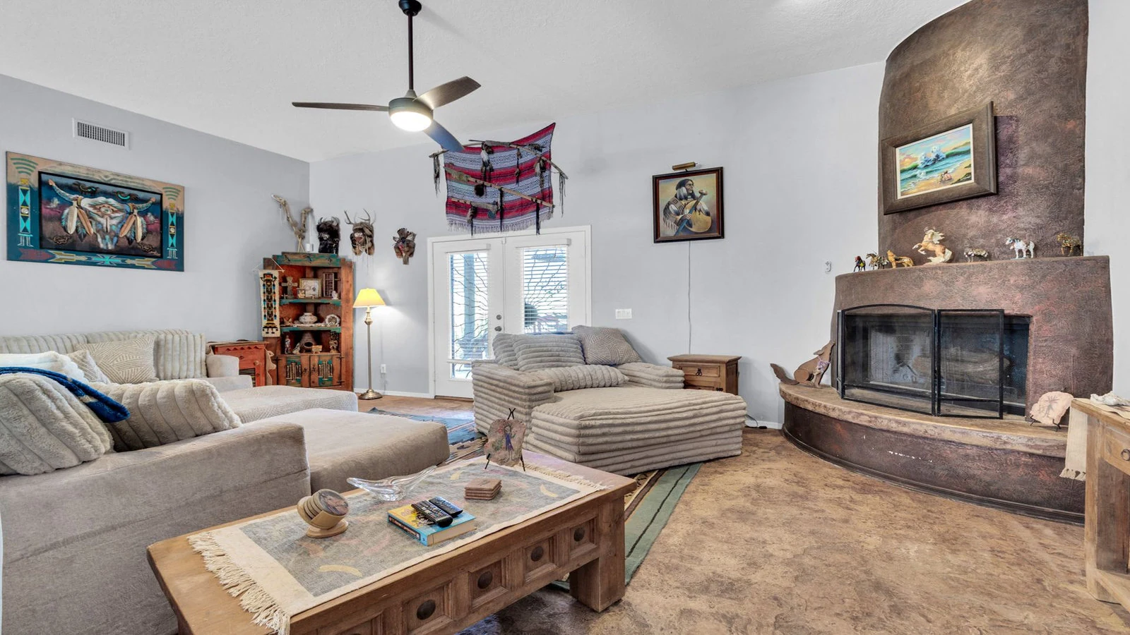 Living room fireplace Southwestern decor real estate photography Apache Junction AZ | The Listing Bees