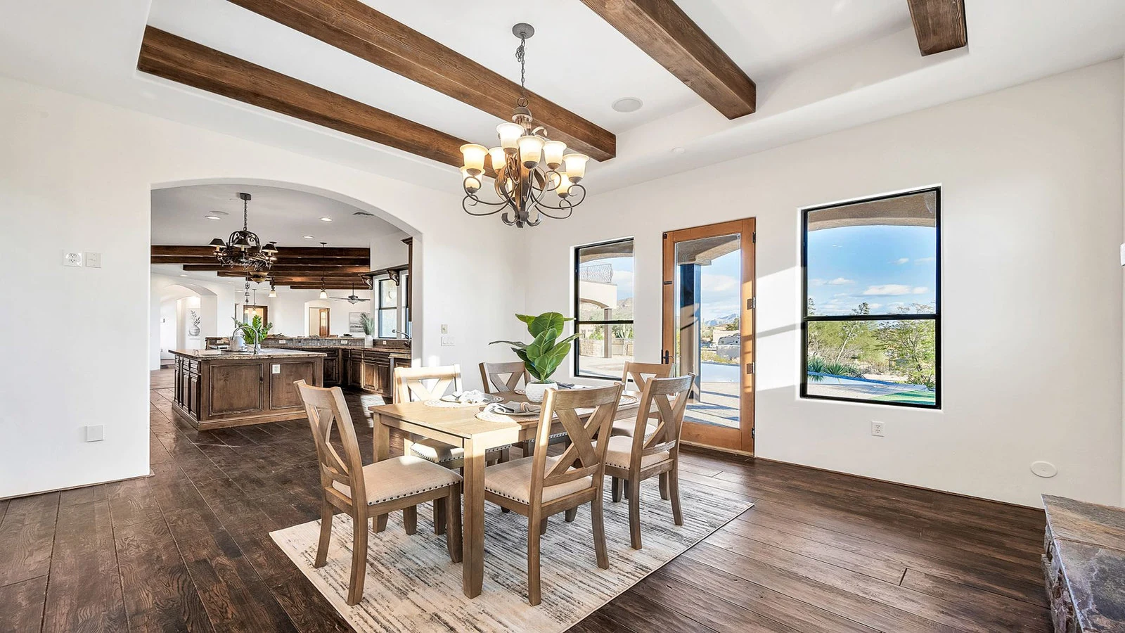 Dining room wood beams real estate photography Gold Canyon AZ | The Listing Bees