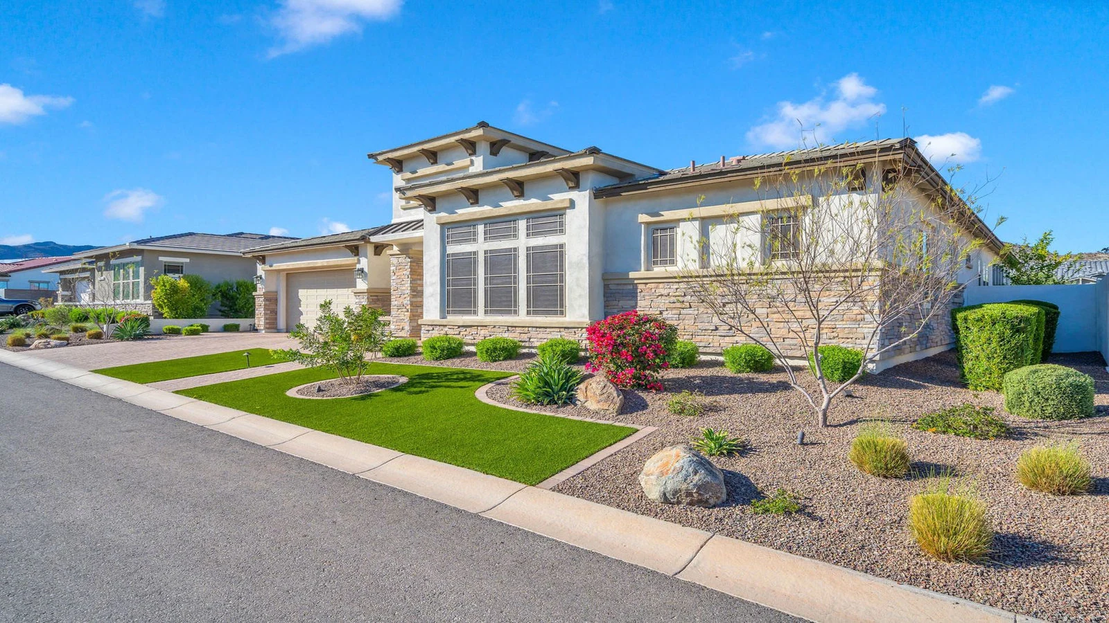 Modern house with desert landscaping