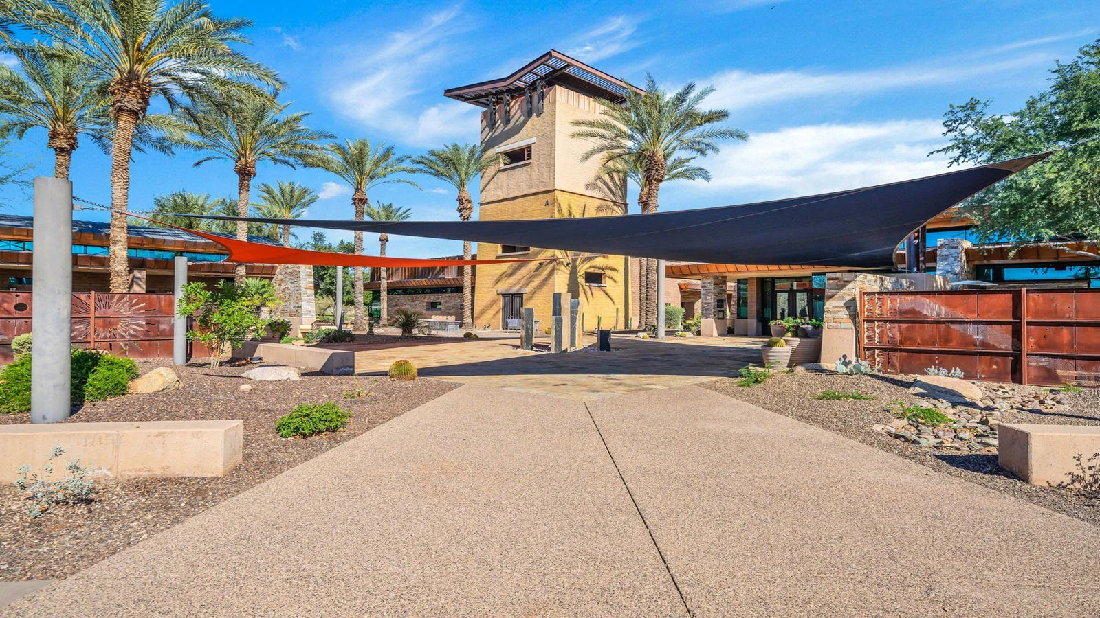 Peoria building tower palm trees shade sails real estate photography Peoria AZ | The Listing Bees