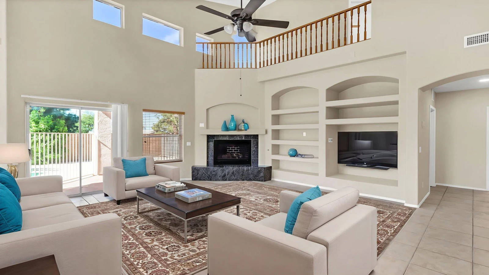 Living room fireplace real estate photography Gold Canyon AZ | The Listing Bees