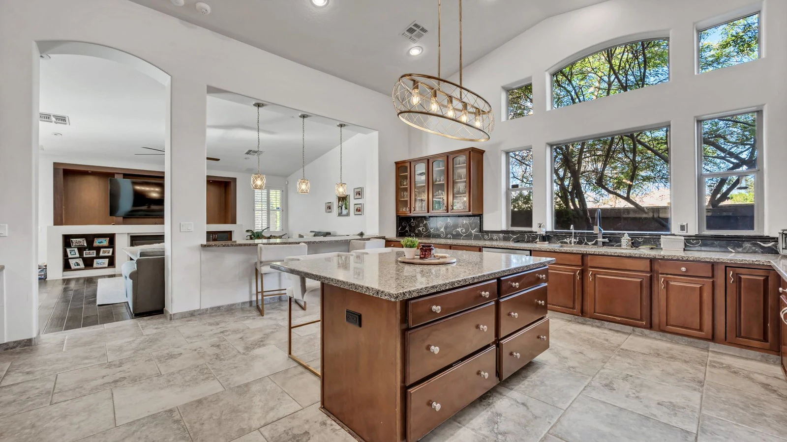 Spacious modern kitchen island large windows real estate photography Tempe AZ | The Listing Bees