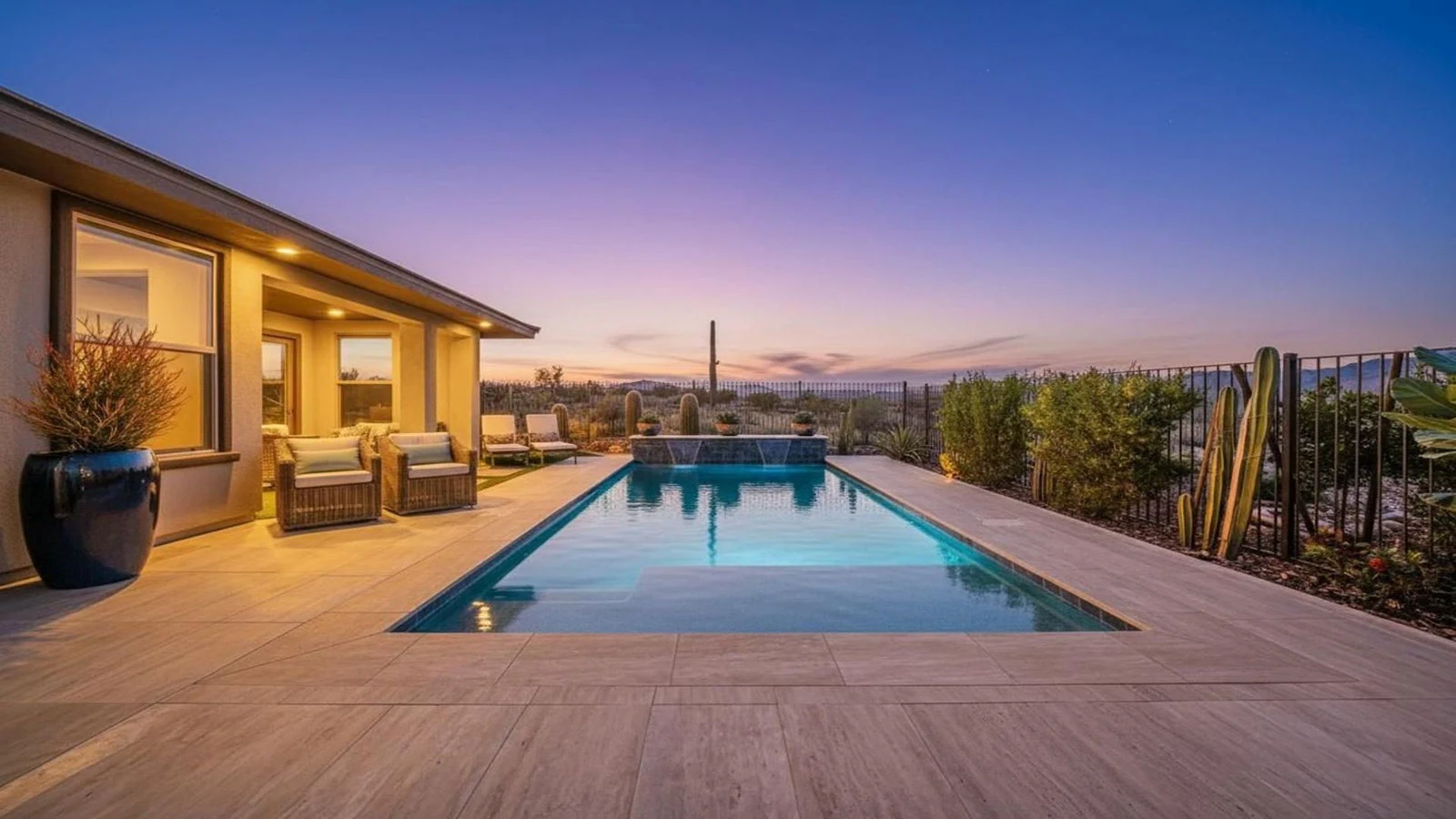 Swimming pool patio home twilight real estate photography Scottsdale AZ | The Listing Bees